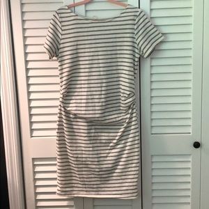 Pinkblush striped gray/white maternity dress.